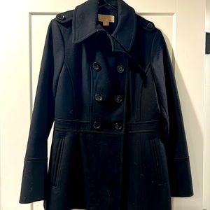 Michael Kors Black Wool Peacoat